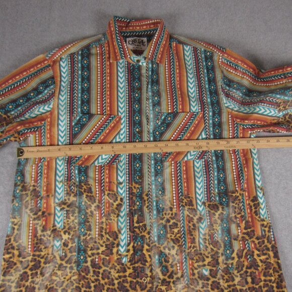 One24 Rags Western Shirt Womens XL Boho Fray‎ Aztec - Picture 10 of 14